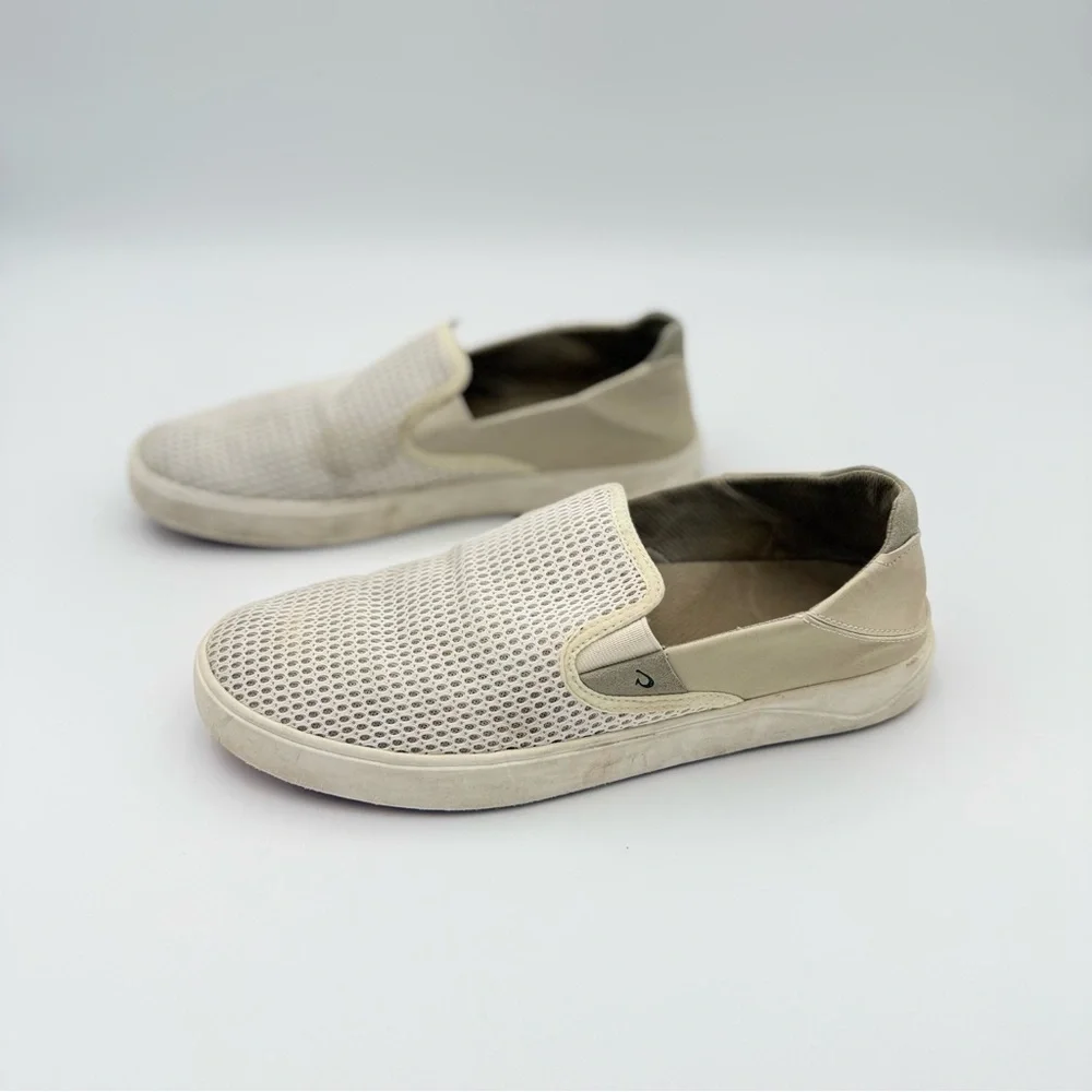 OluKai Lae’ahi Slip Ons men size 10 cream white boat shoes breathable‎ - Picture 4 of 7